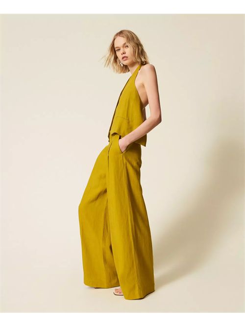 Pantaloni ampi in misto lino